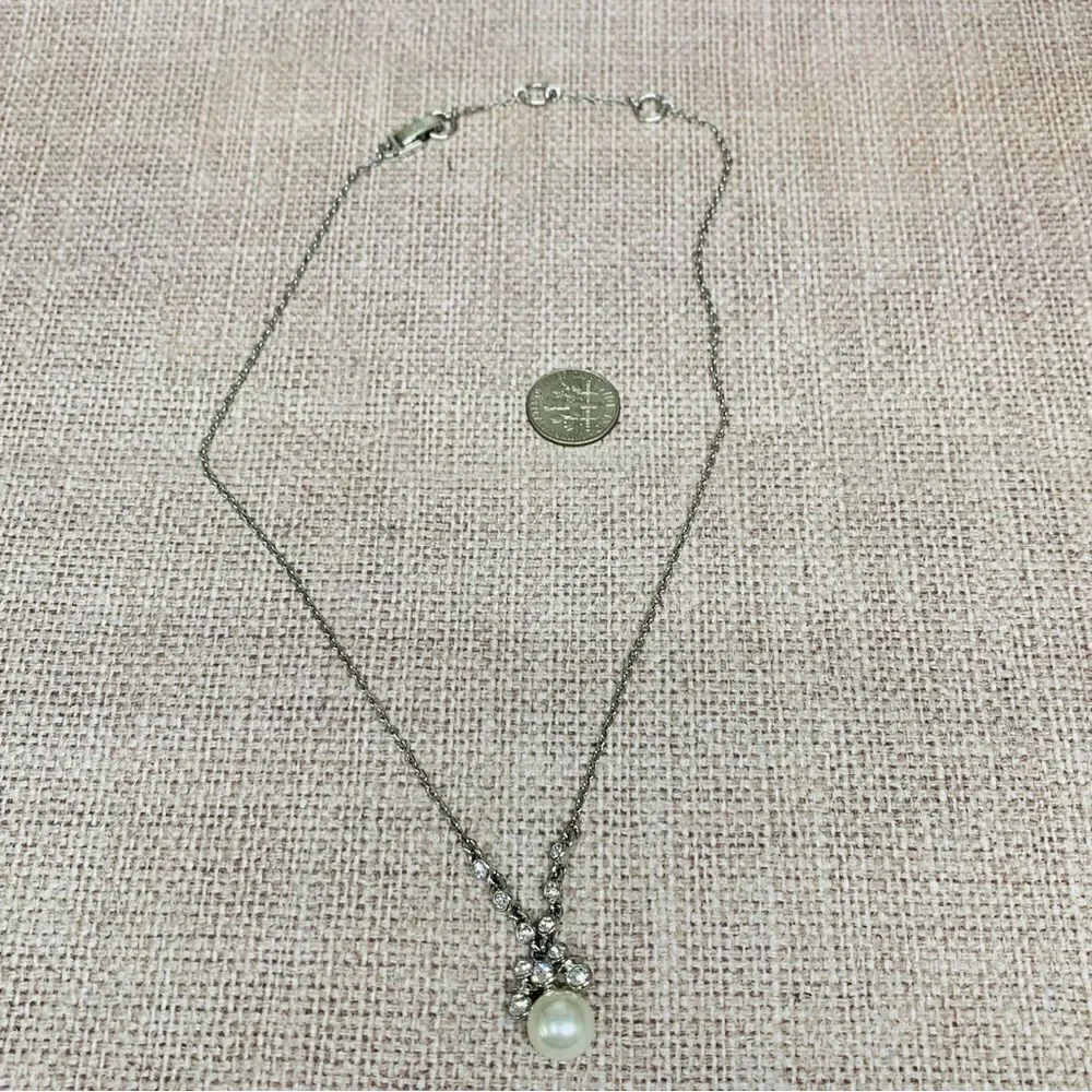 Givenchy Silver Pearl Crystal Necklace‎